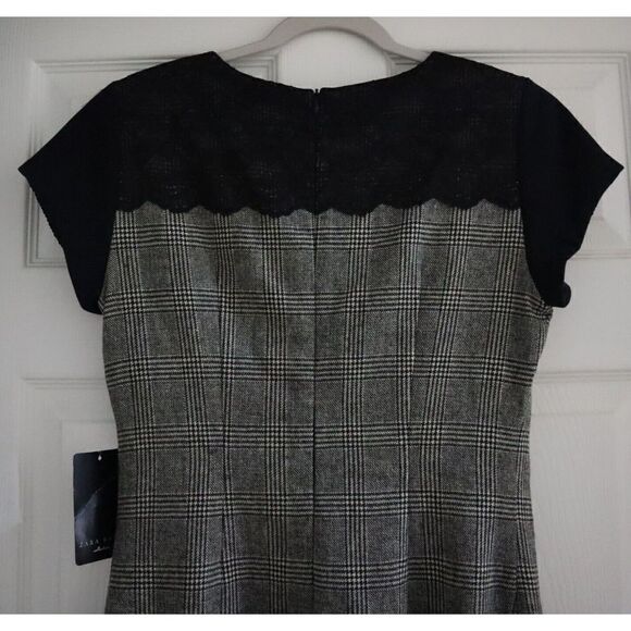 Zara Basic 2753/228/093 Women's Sz L Glen Plaid Wool Blend Sheath Dress $159 - Picture 5 of 14
